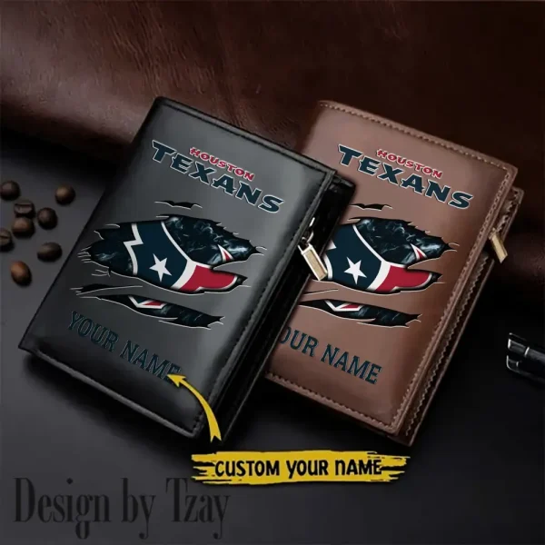 Houston Texans Leather Vertical Men Wallet Gifts For Fans SPTLVW967