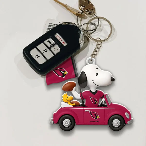 Arizona Cardinals Football Team US Cartoon Dog Keychain Custom Name Gift For Fan SPTAKC059 - Image 2