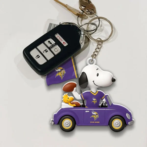 Minnesota Vikings Football Team US Cartoon Dog Keychain Custom Name Gift For Fan SPTAKC060 - Image 2