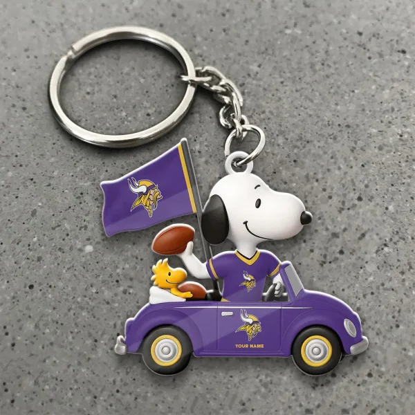 Minnesota Vikings Football Team US Cartoon Dog Keychain Custom Name Gift For Fan SPTAKC060 - Image 3