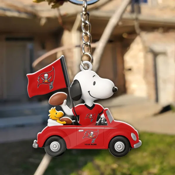 Tampa Bay Buccaneers Football Team US Cartoon Dog Keychain Custom Name Gift For Fan SPTAKC061