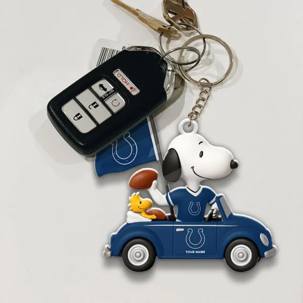 Indianapolis Colts Football Team US Cartoon Dog Keychain Custom Name Gift For Fan SPTAKC062 - Image 2