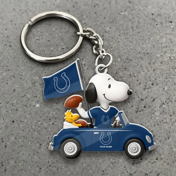 Indianapolis Colts Football Team US Cartoon Dog Keychain Custom Name Gift For Fan SPTAKC062 - Image 3