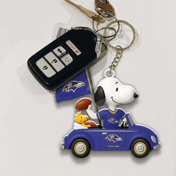 Baltimore Ravens Football Team US Cartoon Dog Keychain Custom Name Gift For Fan SPTAKC063 - Image 3
