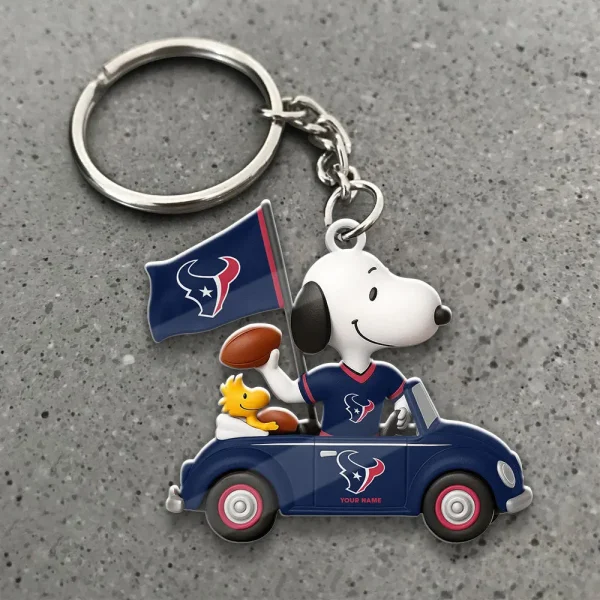 Houston Texans Football Team US Cartoon Dog Keychain Custom Name Gift For Fan SPTAKC064 - Image 2