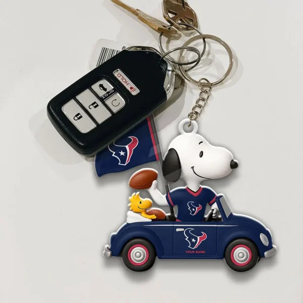Houston Texans Football Team US Cartoon Dog Keychain Custom Name Gift For Fan SPTAKC064 - Image 3