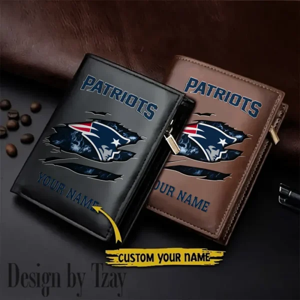 New England Patriots Leather Vertical Men Wallet Gifts For Fans SPTLVW976