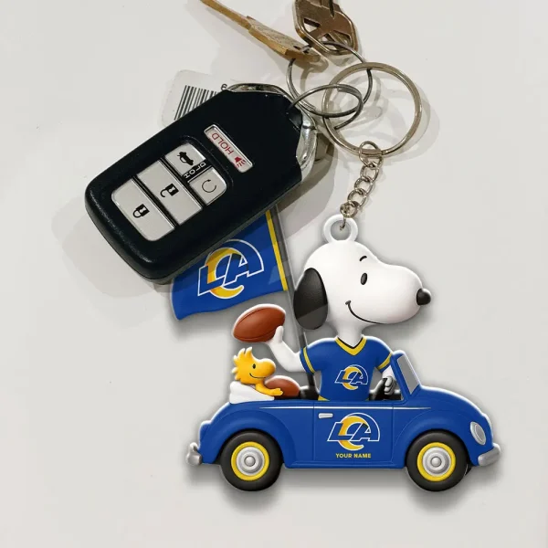 Los Angeles Rams Football Team US Cartoon Dog Keychain Custom Name Gift For Fan SPTAKC067 - Image 2