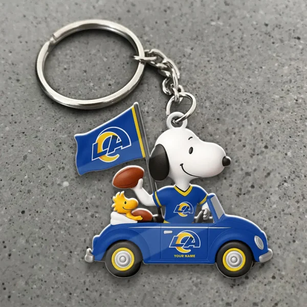 Los Angeles Rams Football Team US Cartoon Dog Keychain Custom Name Gift For Fan SPTAKC067 - Image 3