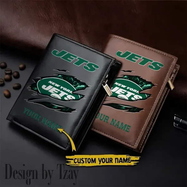 New York Jets Leather Vertical Men Wallet Gifts For Fans SPTLVW979