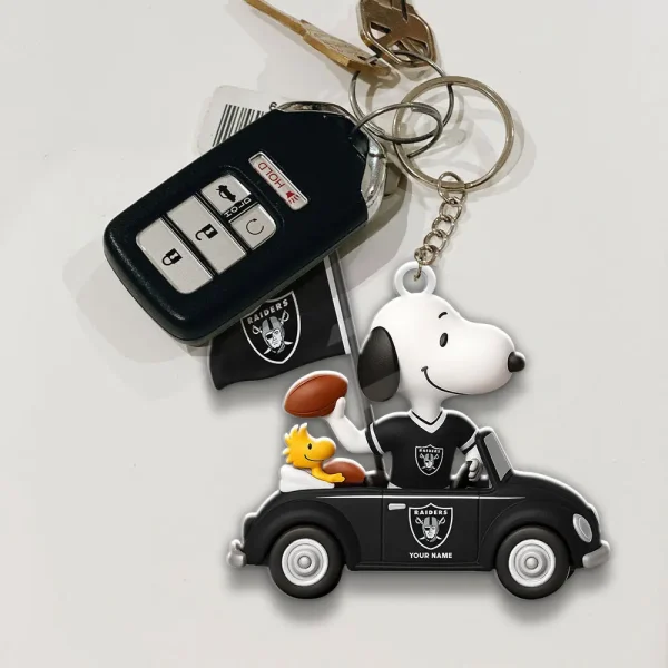 Las Vegas Raiders Football Team US Cartoon Dog Keychain Custom Name Gift For Fan SPTAKC068 - Image 2