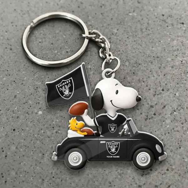 Las Vegas Raiders Football Team US Cartoon Dog Keychain Custom Name Gift For Fan SPTAKC068 - Image 3