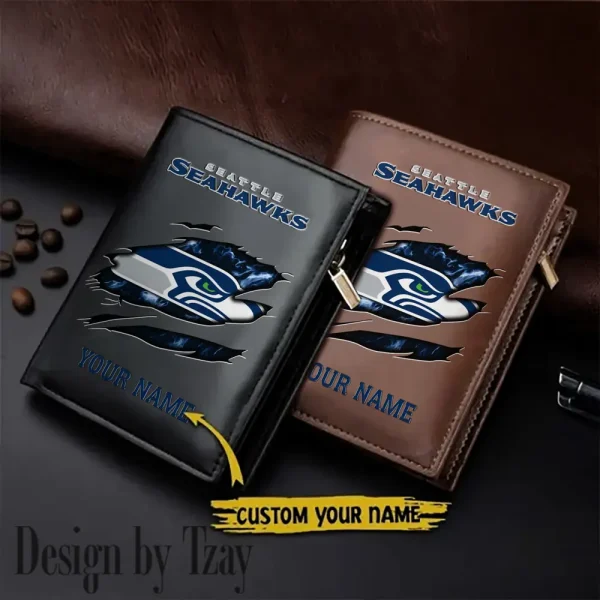 Seattle Seahawks Leather Vertical Men Wallet Gifts For Fans SPTLVW983