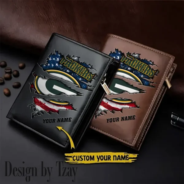Green Bay Packers Leather Vertical Men Wallet Gifts For Fans SPTLVW934