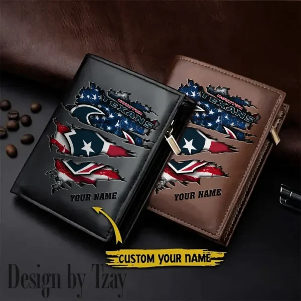 Houston Texans Leather Vertical Men Wallet Gifts For Fans SPTLVW935