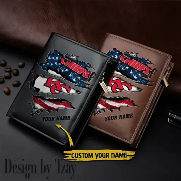 Kansas City Chiefs Leather Vertical Men Wallet Gifts For Fans SPTLVW938