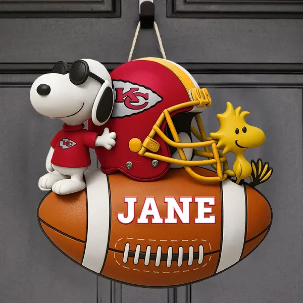Kansas City Chiefs Football US Team And Cartoon Dog Wood Sign Personalized Gift For Fans SPTWOODSIGN033 - Image 4