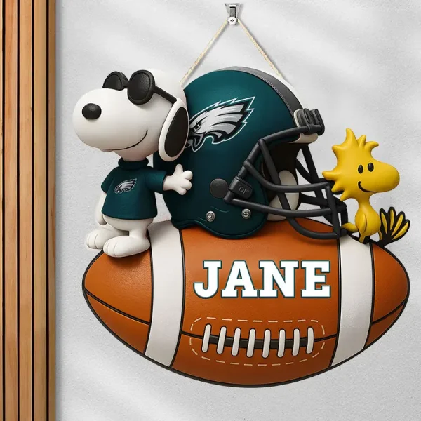 Philadelphia Eagles Football US Team And Cartoon Dog Wood Sign Personalized Gift For Fans SPTWOODSIGN035 - Image 4