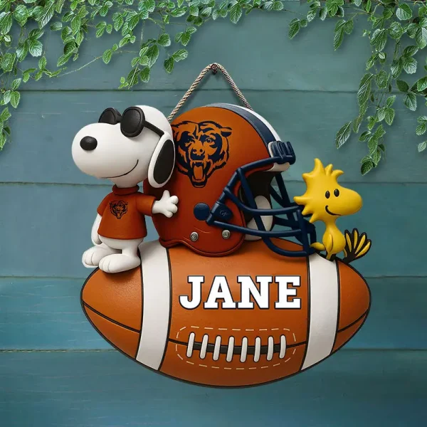 Chicago Bears Football US Team And Cartoon Dog Wood Sign Personalized Gift For Fans SPTWOODSIGN038 - Image 3