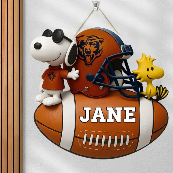 Chicago Bears Football US Team And Cartoon Dog Wood Sign Personalized Gift For Fans SPTWOODSIGN038 - Image 4