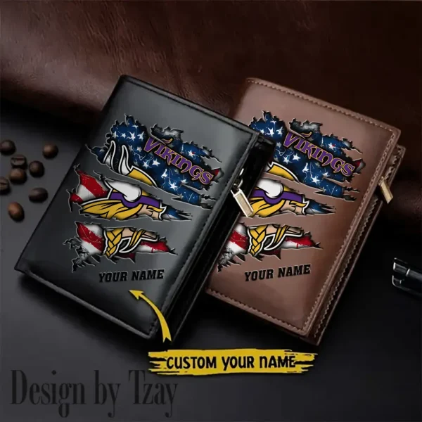 Minnesota Vikings Leather Vertical Men Wallet Gifts For Fans SPTLVW943