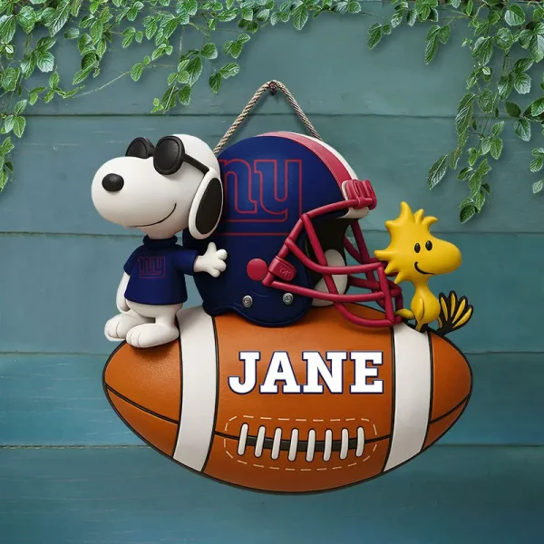 New York Giants Football US Team And Cartoon Dog Wood Sign Personalized Gift For Fans SPTWOODSIGN039 - Image 4