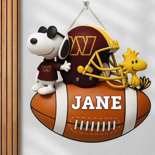 Washington Commanders Football US Team And Cartoon Dog Wood Sign Personalized Gift For Fans SPTWOODSIGN040 - Image 4