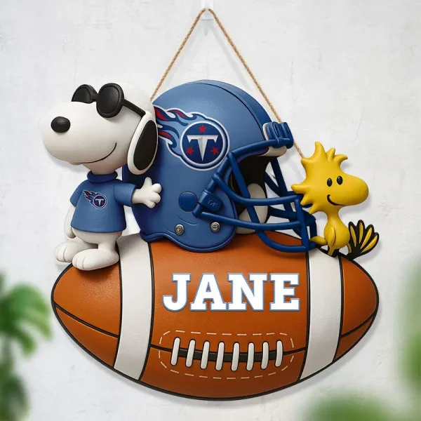 Tennessee Titans Football US Team And Cartoon Dog Wood Sign Personalized Gift For Fans SPTWOODSIGN041 - Image 2