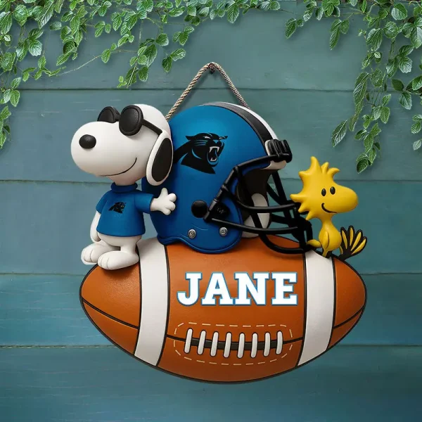 Carolina Panthers Football US Team And Cartoon Dog Wood Sign Personalized Gift For Fans SPTWOODSIGN042 - Image 3
