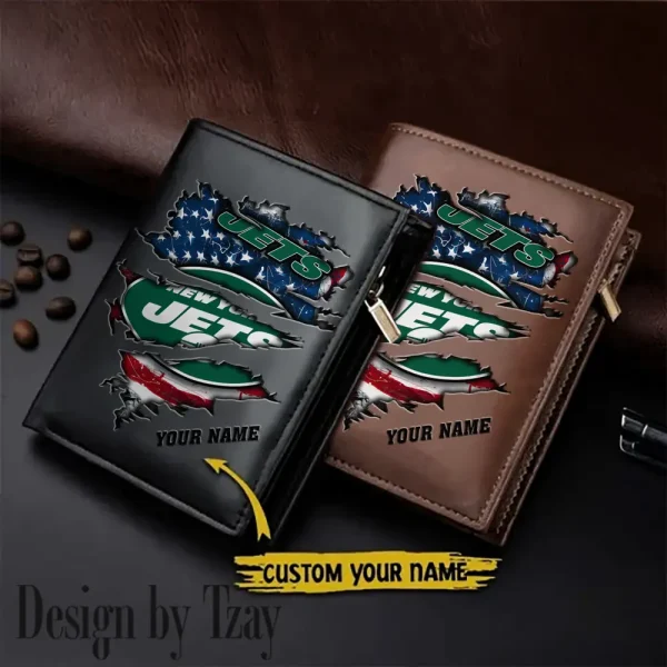 New York Jets Leather Vertical Men Wallet Gifts For Fans SPTLVW947 - Image 2