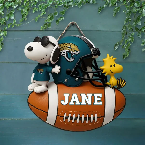 Jacksonville Jaguars Football US Team And Cartoon Dog Wood Sign Personalized Gift For Fans SPTWOODSIGN044 - Image 3