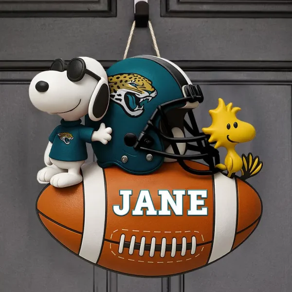 Jacksonville Jaguars Football US Team And Cartoon Dog Wood Sign Personalized Gift For Fans SPTWOODSIGN044