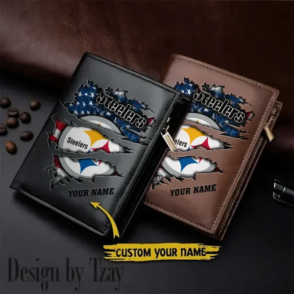 Pittsburgh Steelers Leather Vertical Men Wallet Gifts For Fans SPTLVW949