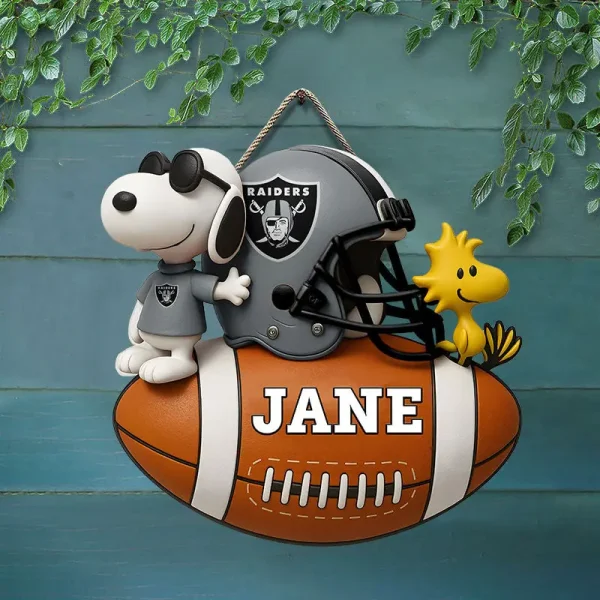 Las Vegas Raiders Football US Team And Cartoon Dog Wood Sign Personalized Gift For Fans SPTWOODSIGN047 - Image 2