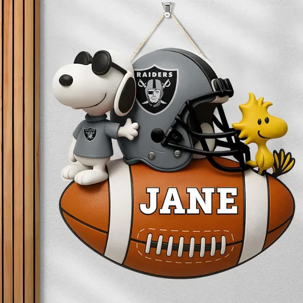 Las Vegas Raiders Football US Team And Cartoon Dog Wood Sign Personalized Gift For Fans SPTWOODSIGN047 - Image 4