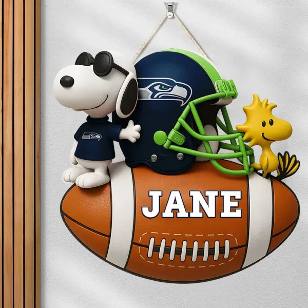 Seattle Seahawks Football US Team And Cartoon Dog Wood Sign Personalized Gift For Fans SPTWOODSIGN048 - Image 4