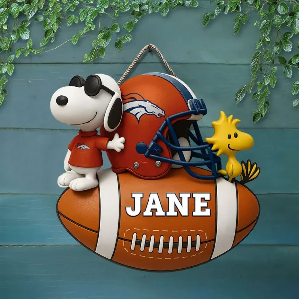 Denver Broncos Football US Team And Cartoon Dog Wood Sign Personalized Gift For Fans SPTWOODSIGN049 - Image 3