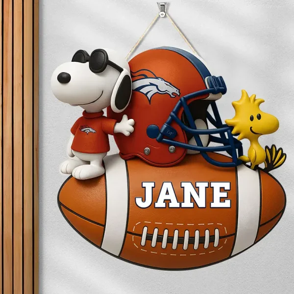 Denver Broncos Football US Team And Cartoon Dog Wood Sign Personalized Gift For Fans SPTWOODSIGN049 - Image 4