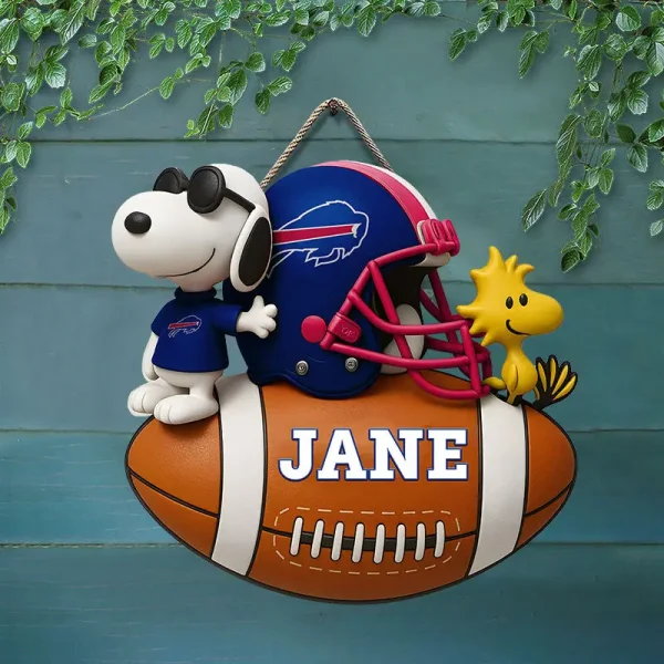 Buffalo Bills Football US Team And Cartoon Dog Wood Sign Personalized Gift For Fans SPTWOODSIGN050 - Image 3