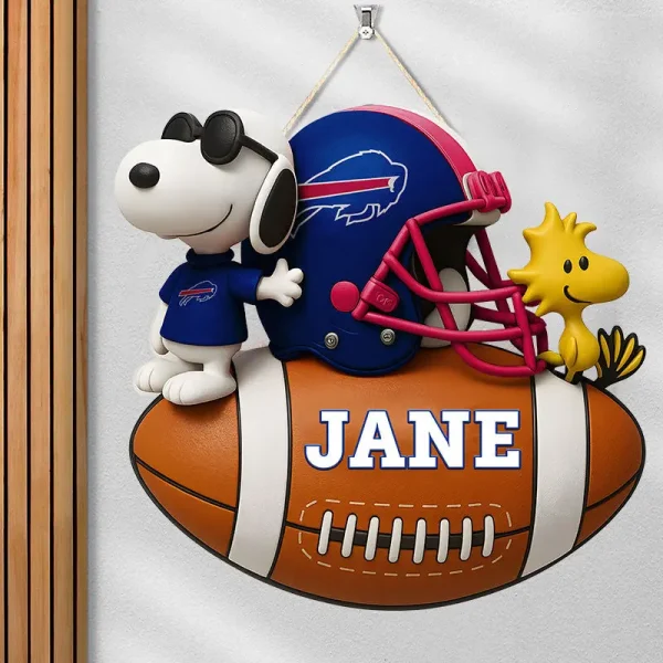 Buffalo Bills Football US Team And Cartoon Dog Wood Sign Personalized Gift For Fans SPTWOODSIGN050 - Image 4