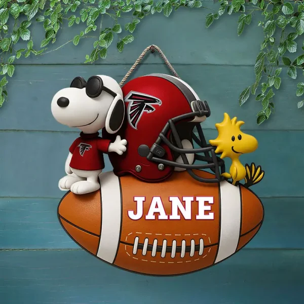 Atlanta Falcons Football US Team And Cartoon Dog Wood Sign Personalized Gift For Fans SPTWOODSIGN052 - Image 2