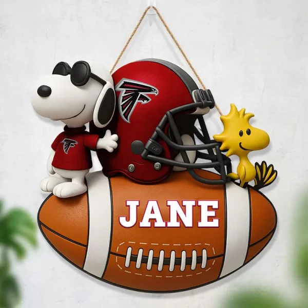 Atlanta Falcons Football US Team And Cartoon Dog Wood Sign Personalized Gift For Fans SPTWOODSIGN052 - Image 3