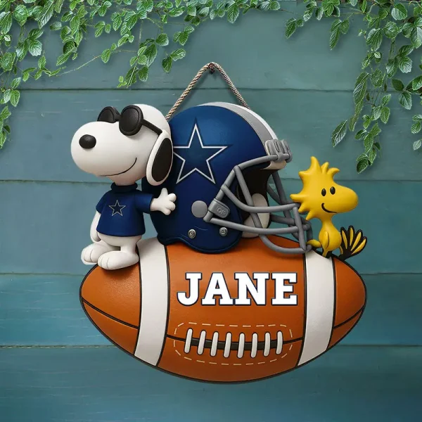 Dallas Cowboys Football US Team And Cartoon Dog Wood Sign Personalized Gift For Fans SPTWOODSIGN055 - Image 4