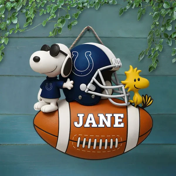 Indianapolis Colts Football US Team And Cartoon Dog Wood Sign Personalized Gift For Fans SPTWOODSIGN056 - Image 4