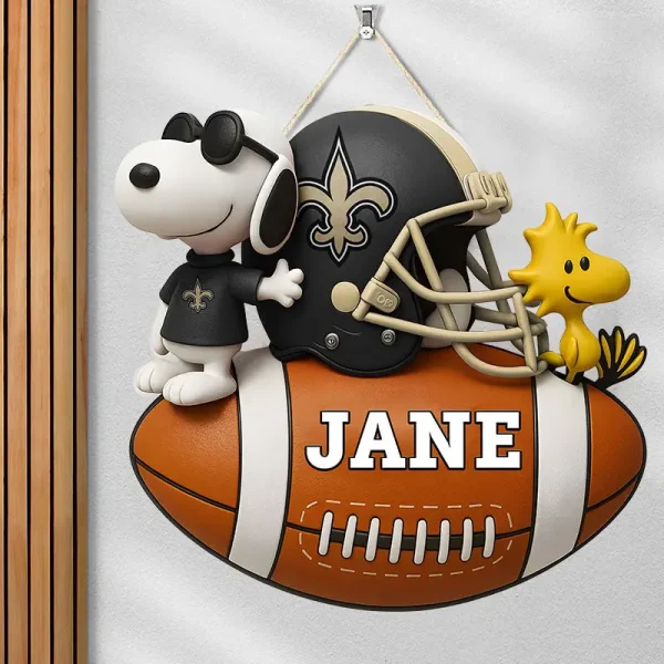 New Orleans Saints Football US Team And Cartoon Dog Wood Sign Personalized Gift For Fans SPTWOODSIGN057 - Image 4