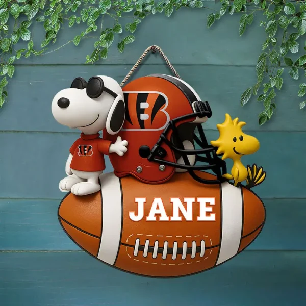 Cincinnati Bengals Football US Team And Cartoon Dog Wood Sign Personalized Gift For Fans SPTWOODSIGN058 - Image 3