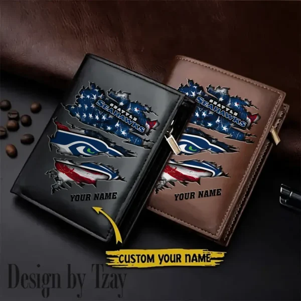 Seattle Seahawks Leather Vertical Men Wallet Gifts For Fans SPTLVW951