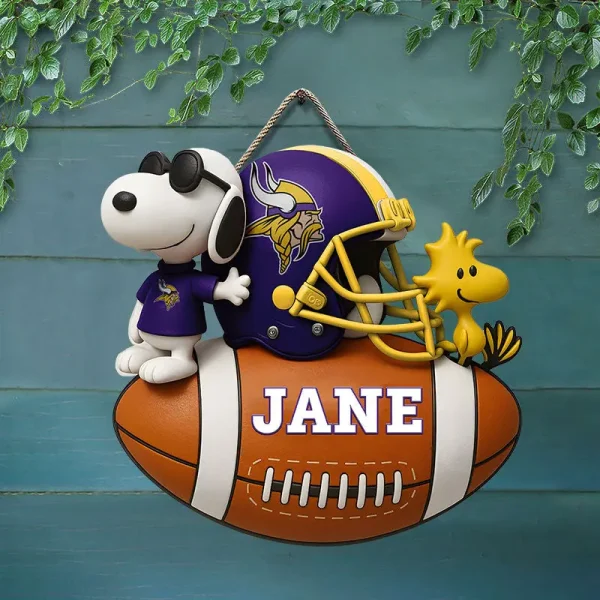 Minnesota Vikings Football US Team And Cartoon Dog Wood Sign Personalized Gift For Fans SPTWOODSIGN062 - Image 2