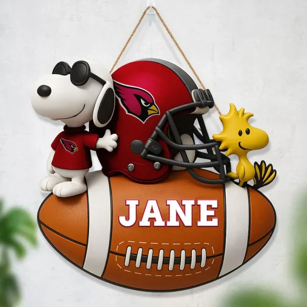Arizona Cardinals Football US Team And Cartoon Dog Wood Sign Personalized Gift For Fans SPTWOODSIGN063 - Image 3