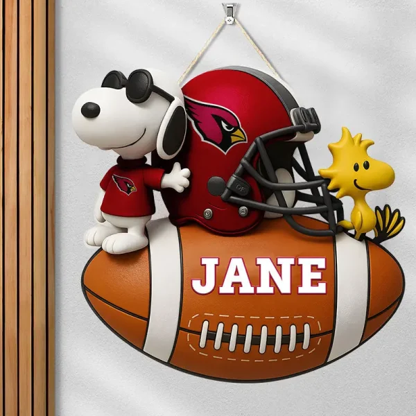 Arizona Cardinals Football US Team And Cartoon Dog Wood Sign Personalized Gift For Fans SPTWOODSIGN063 - Image 4